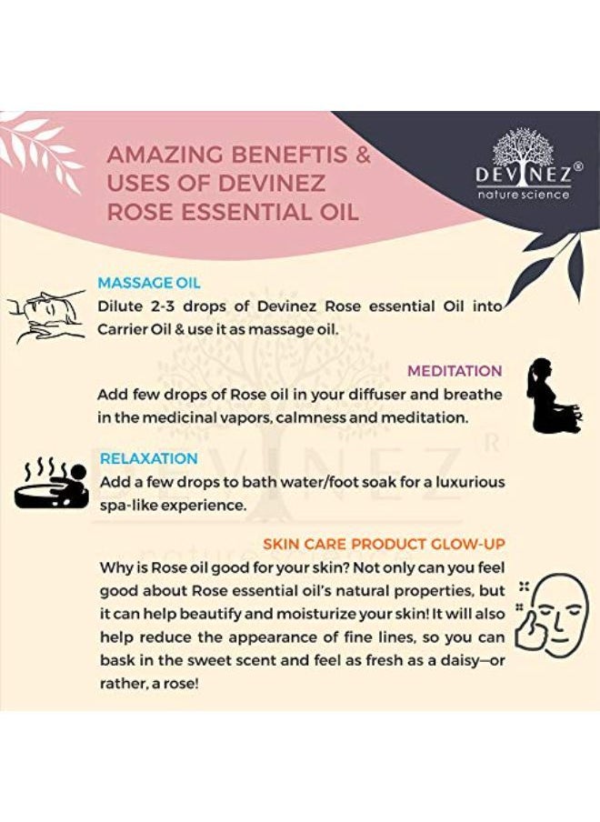 Devinez Rose Essential Oil, 100% Pure, Natural & Undiluted, 15Ml For Skin Care, Acne, Improves Skin Health, Prevents Aging, Hair Care  - Image 4