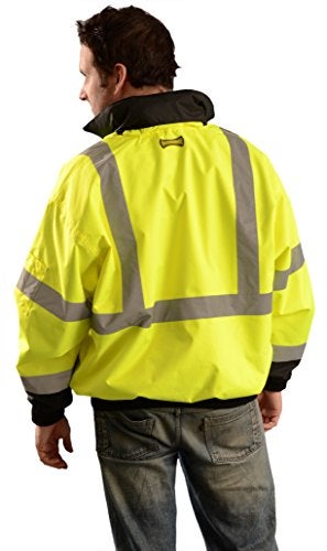 OccuNomix LUX-ETJBJR-BY2X Classic Three-Way Black Bottom Bomber Jacket, Class 3, 100% ANSI Polyester, 2X-Large, Yellow - Image 2