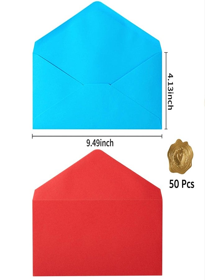 Wishop 50 Pack #10 Business Envelopes Standard V Flap Invoices Envelopes for Office Checks, Business Letterhead, Letter Mailing 4.13 x 9.49 Inches (10 Colors) - Image 2