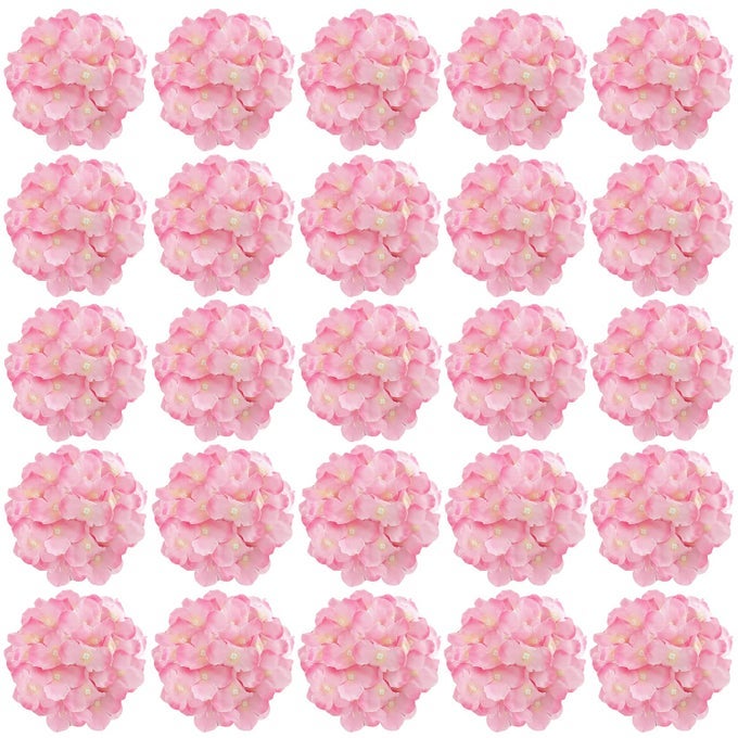 30 PCS SILK HYDRANGEA HEADS ARTIFICIAL FLOWERS HEADS AND STEMS FAKE HYDRANGEA FLOWERS FOR HOME WEDDING DECOR DARK PINK