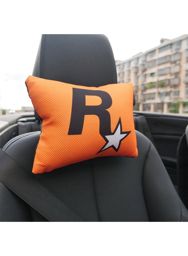 DiGallen Dijialun Trendy R-star Car Headrest, Breathable Honeycomb Mesh Material, Personalized Pattern, Creative Interior Neck Pillow Decoration, All-season Use, Gta Accessories Trendy, Single Pack - Image 1