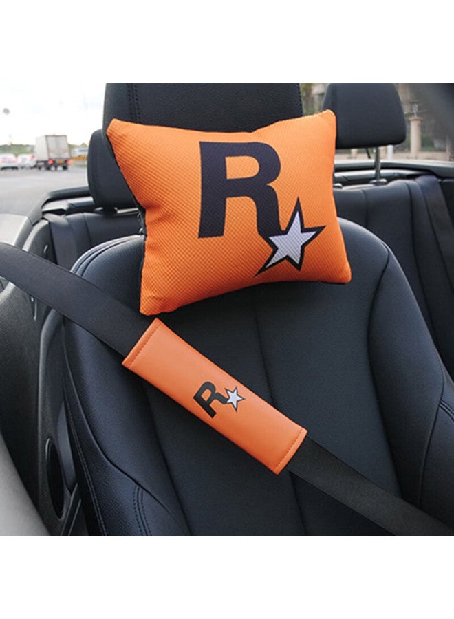 DiGallen Dijialun Trendy R-star Car Headrest, Breathable Honeycomb Mesh Material, Personalized Pattern, Creative Interior Neck Pillow Decoration, All-season Use, Gta Accessories Trendy, Single Pack - Image 2