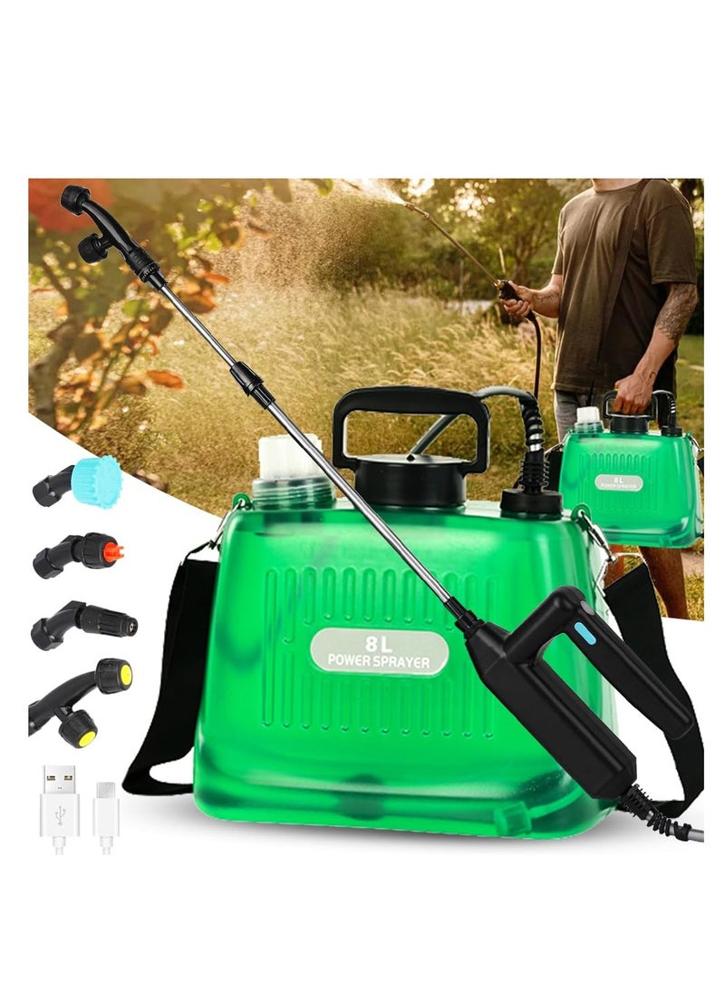 ZLH HITY Battery Powered Sprayer 2 Gallon, Upgrade Powerful Electric Garden Sprayer with 4 Mist Nozzles, Adjustable Shoulder Strap, Rechargeable Handle and 32in Telescopic Wand, for Lawn, Garden, Clean  - Image 1