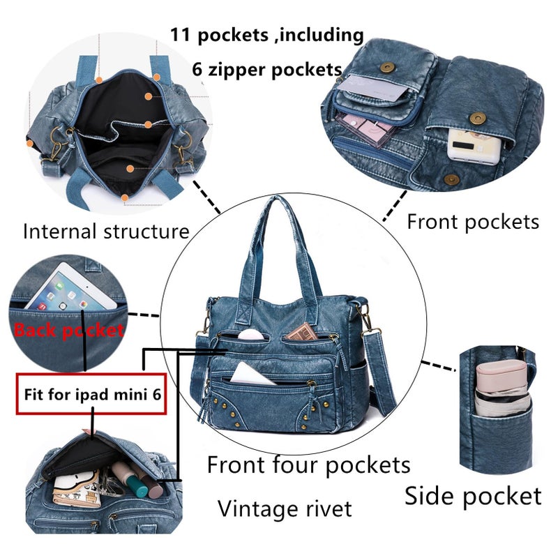 PHEVOS Hobo Handbag and Purses for Women,Multi Pocket Top Handle Satchel Purse Tote Shoulder Bags Faux Leather for Ladies - Image 3
