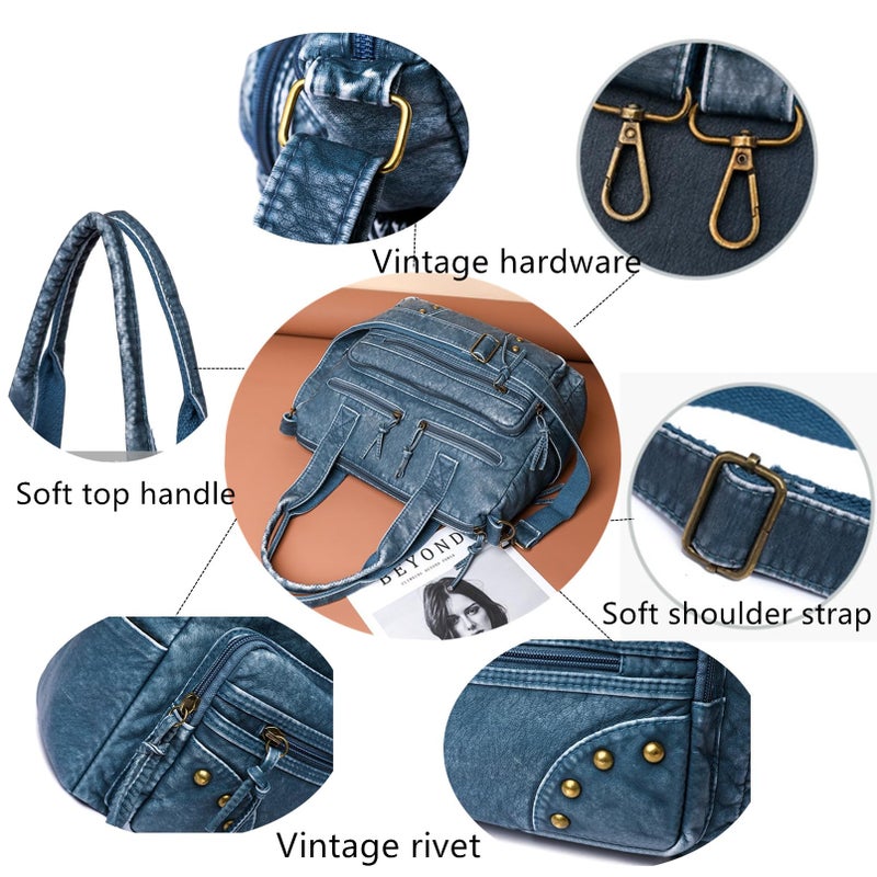 PHEVOS Hobo Handbag and Purses for Women,Multi Pocket Top Handle Satchel Purse Tote Shoulder Bags Faux Leather for Ladies - Image 4