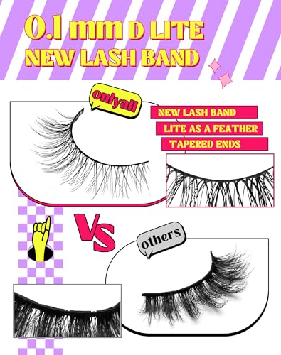 Onlyall Natural Lashes Wispy Lashes Natural Look False Eyelashes Natural Flared Eyelashes False Eye Lashes Soft Fluffy Lashes 7 Pairs D11 Gradual-10mm - Image 3