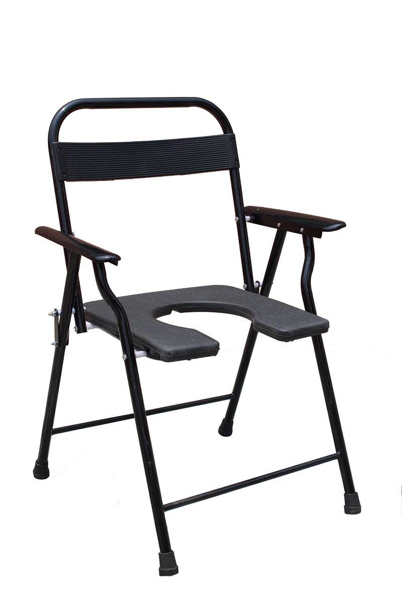 KDS SURGICAL SAMADHAN SURGICAL Folding Commode Toilet For Pregnant Women To Sit Toilet Chair Folding, Black - Image 3