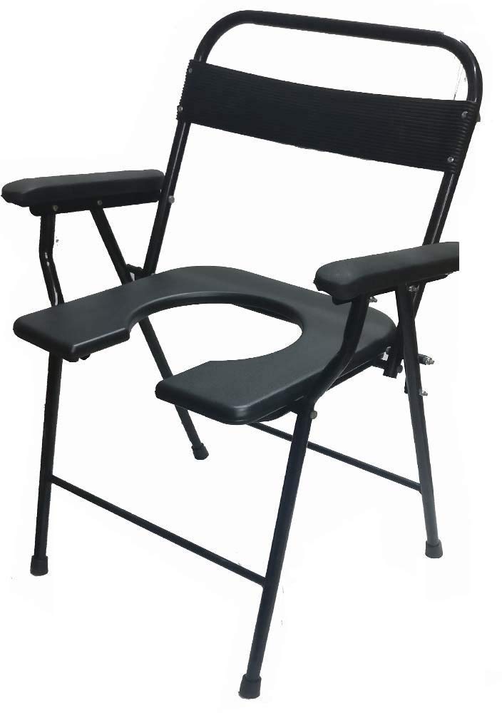 KDS SURGICAL SAMADHAN SURGICAL Folding Commode Toilet For Pregnant Women To Sit Toilet Chair Folding, Black - Image 1