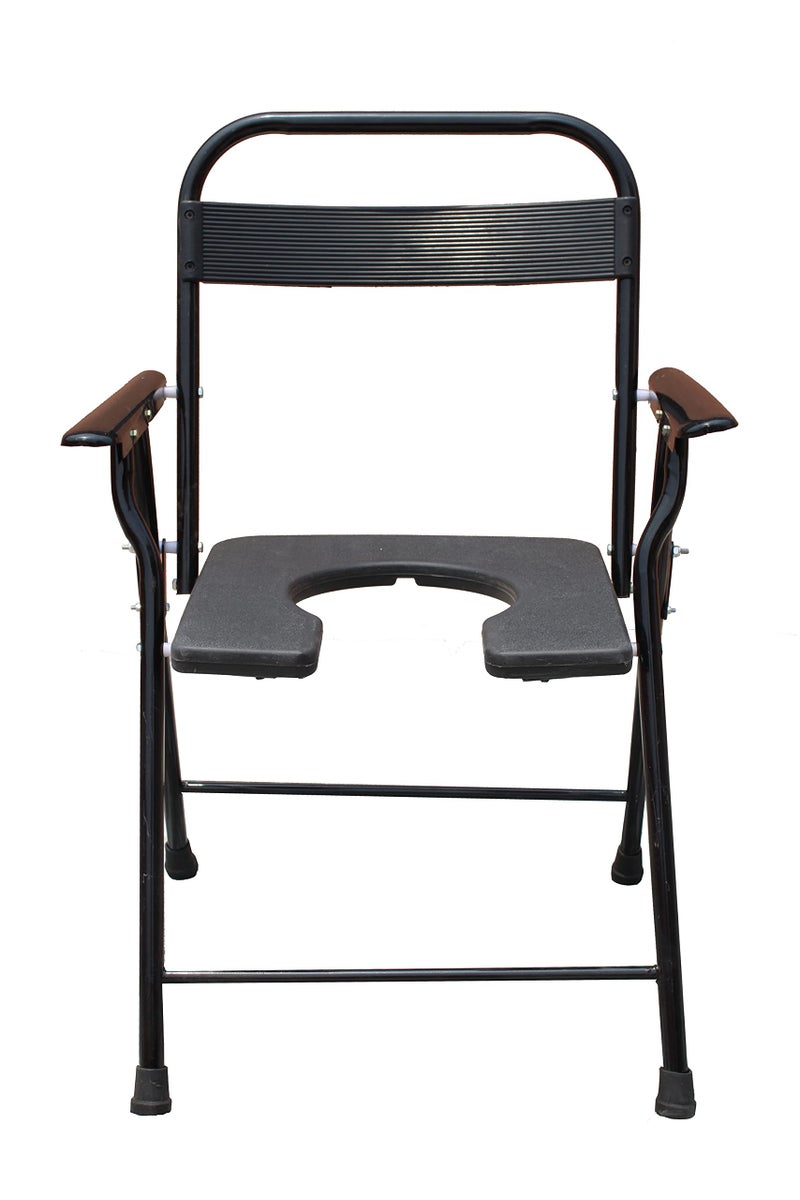 KDS SURGICAL SAMADHAN SURGICAL Folding Commode Toilet For Pregnant Women To Sit Toilet Chair Folding, Black - Image 2