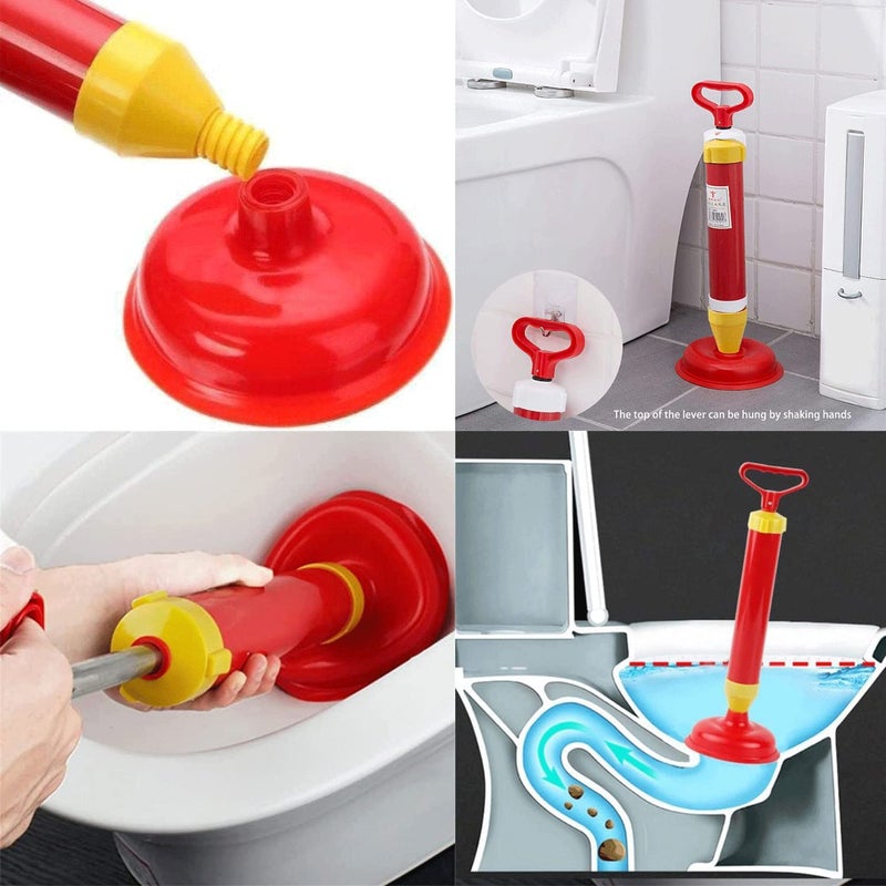 ANCHARA Toilet Cleaner Plunger Air High Pressure Drain Dredge washroom Sink unblock with One Loose and One Push 1 picred Colour  - Image 4