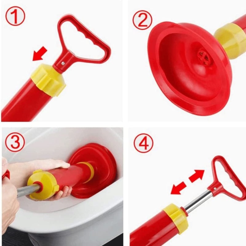 ANCHARA Toilet Cleaner Plunger Air High Pressure Drain Dredge washroom Sink unblock with One Loose and One Push 1 picred Colour  - Image 3