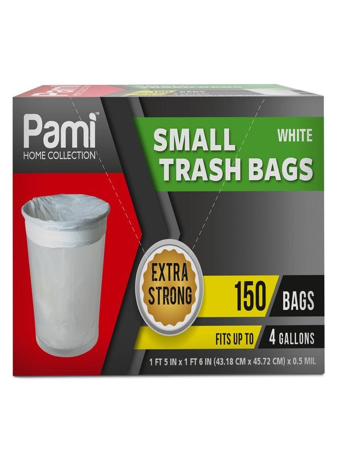 PAMI Small 4-Gallon Trash White 150 Bags - Strong Multipurpose Plastic Wastebasket Unscented Can Liners For Kitchen, Bathroom, Office- 4-Gallon Garbage Bags, 1ft x1ft - Image 1
