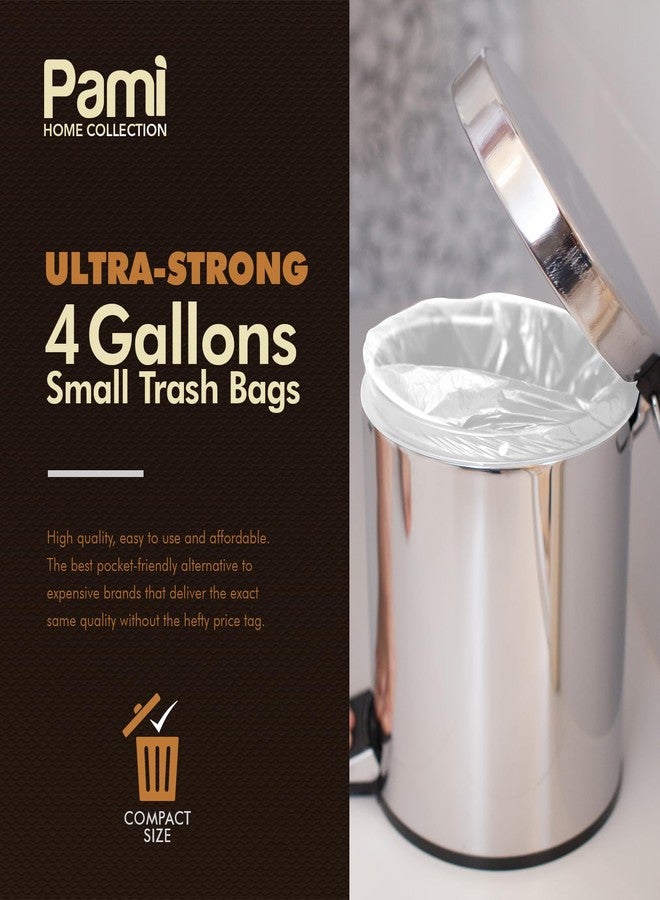 PAMI Small 4-Gallon Trash White 150 Bags - Strong Multipurpose Plastic Wastebasket Unscented Can Liners For Kitchen, Bathroom, Office- 4-Gallon Garbage Bags, 1ft x1ft - Image 2