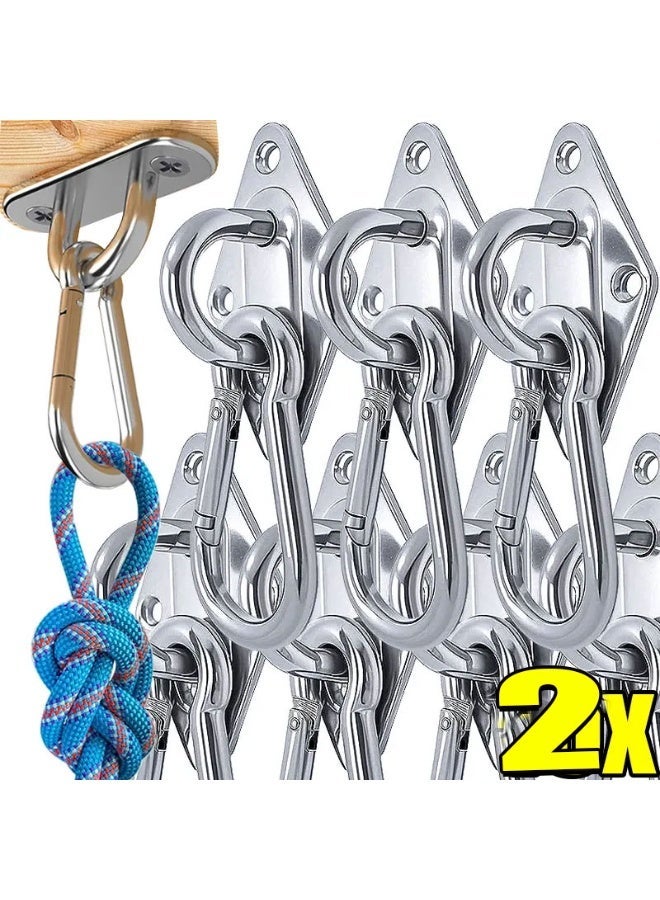 2/6x Stainless Steel Ceiling Hooks Heavy-duty Wall Spring Buckles Hook for Hanging Sandbag Basket Garden Fixed Hooks with Screw - Image 1