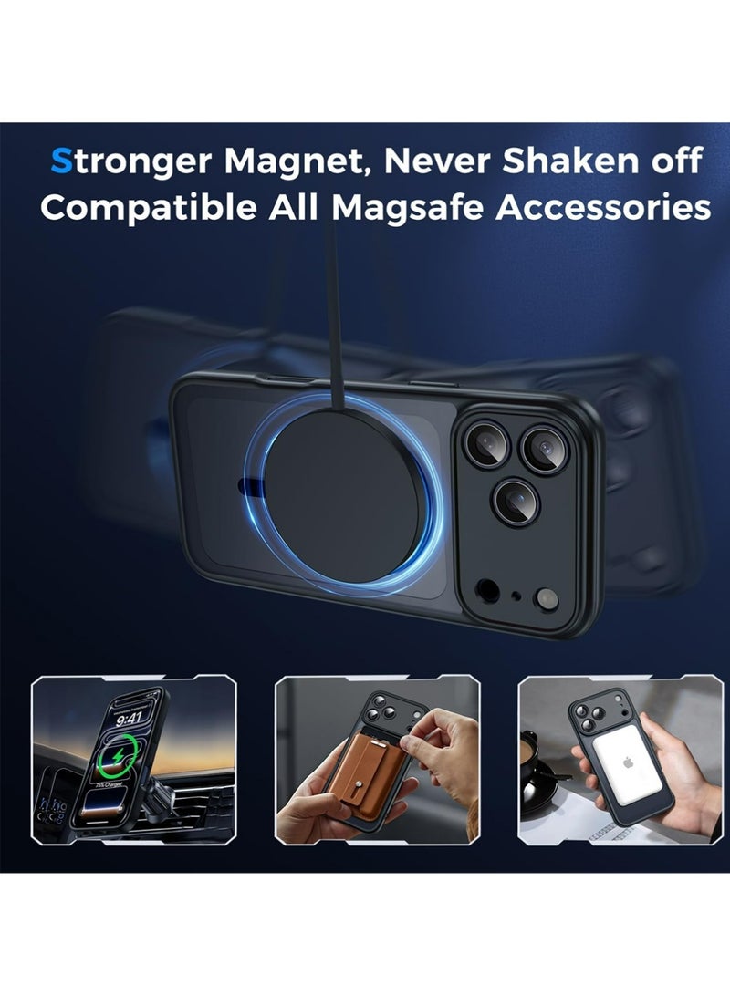 PULUZ Magnetic for iPhone 17 Pro Case, with Privacy Screen Protectors X2, [Camera Protection] [15FT Military Drop Protection] Translucent Matte Back Slim Shockproof Phone Cover, Black - Image 3