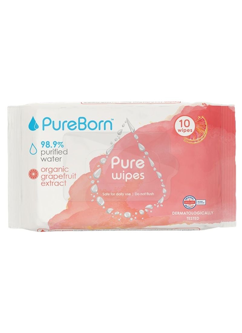 PureBorn Organic Grapefruit Extract Pure Wipes 10 Wipes