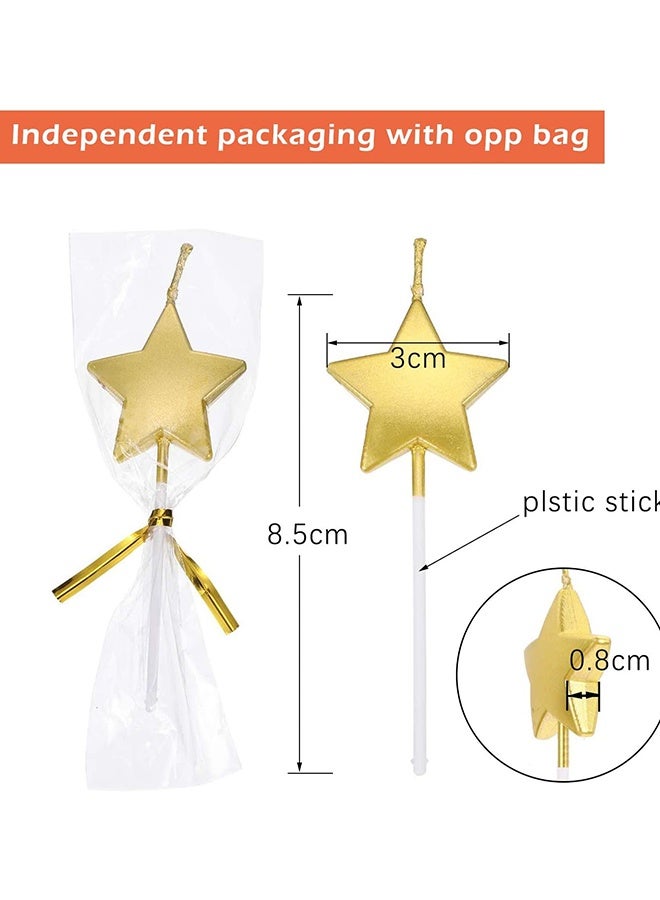 Wffo 10 Pcs Star Shaped Birthday Candles - Birthday Candles Metallic Cake Candles for Cake Topper Candles for Birthday, Anniversary, Wedding, Engagement & Romantic Celebrations | Elegant Party Decoration - 5 Colors - Image 2
