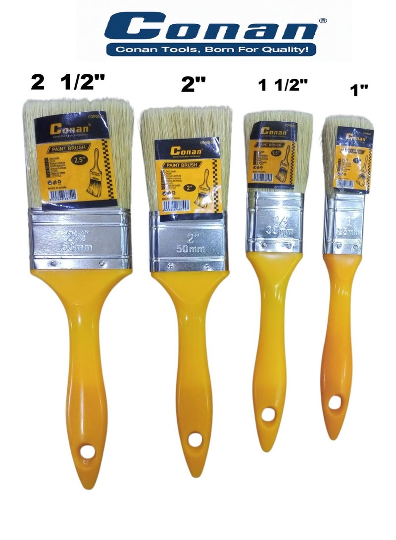 Conan 4 Pcs – Conan Paint Brush Set (2.5", 2", 1.5", 1") for Walls, Wood & Trim – Models COP0525 / COP0502 / COP0515 / COP0501 - Image 1