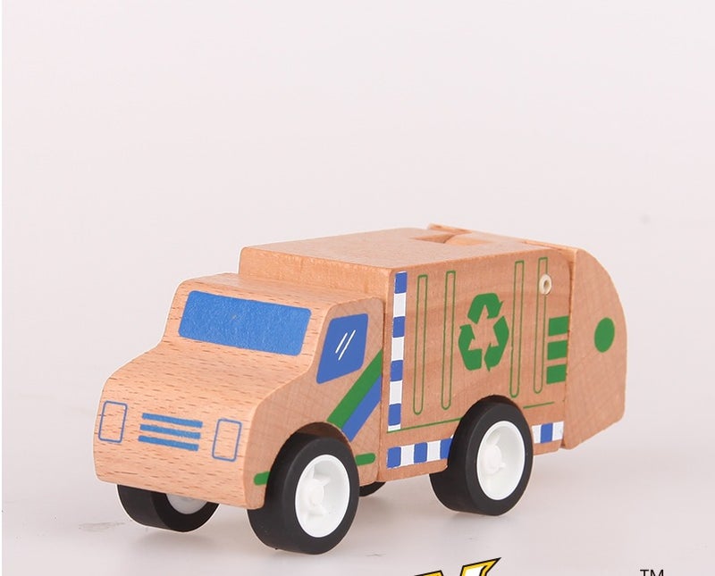 Wooden Recycling Garbage Truck Toy for Kids – Eco-Friendly Beechwood Push & Roll Vehicle