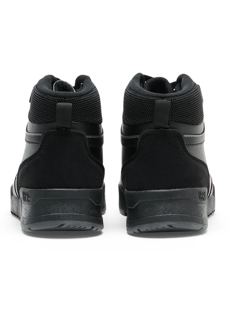 U.S. Polo Assn. Men's Black High-Top Sneakers - Lightweight Durable All-Black Design with Ankle Support, Casual Outdoor Shoes for Everyday Style