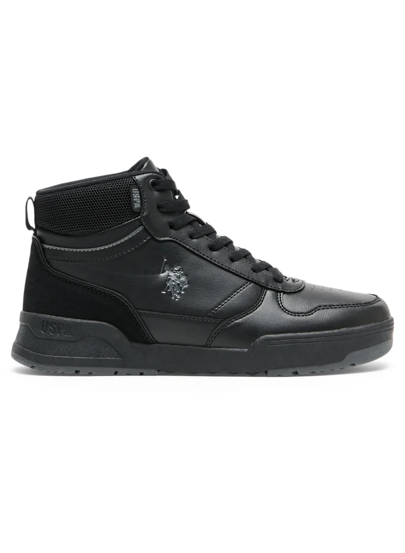 U.S. Polo Assn. Men's Black High-Top Sneakers - Lightweight Durable All-Black Design with Ankle Support, Casual Outdoor Shoes for Everyday Style