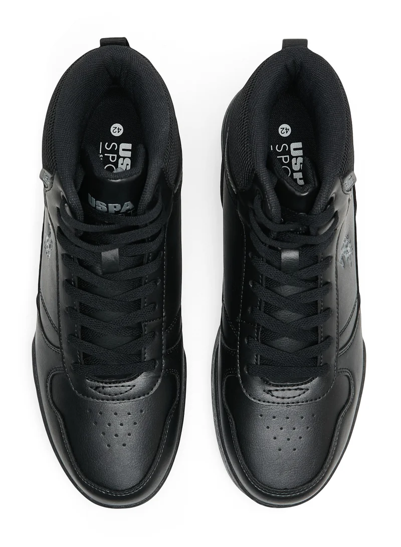 U.S. Polo Assn. Men's Black High-Top Sneakers - Lightweight Durable All-Black Design with Ankle Support, Casual Outdoor Shoes for Everyday Style