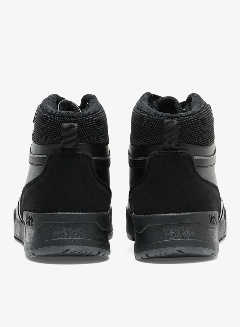 U.S. Polo Assn. Black Men's Black High-Top Sneakers - Lightweight Shoes Durable All-Black Design with Ankle Support, Casual Outdoor Shoes for Everyday Style for Men | Best Price UAE