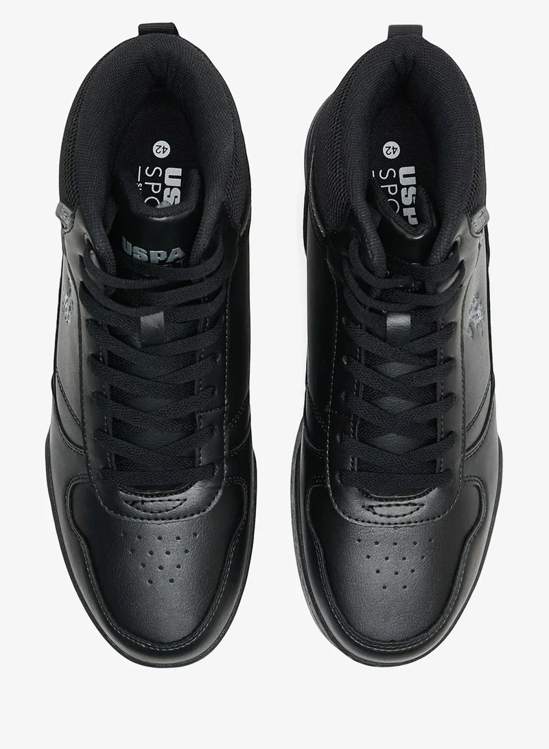 U.S. Polo Assn. Black Men's Black High-Top Sneakers - Lightweight Shoes Durable All-Black Design with Ankle Support, Casual Outdoor Shoes for Everyday Style for Men | Best Price UAE