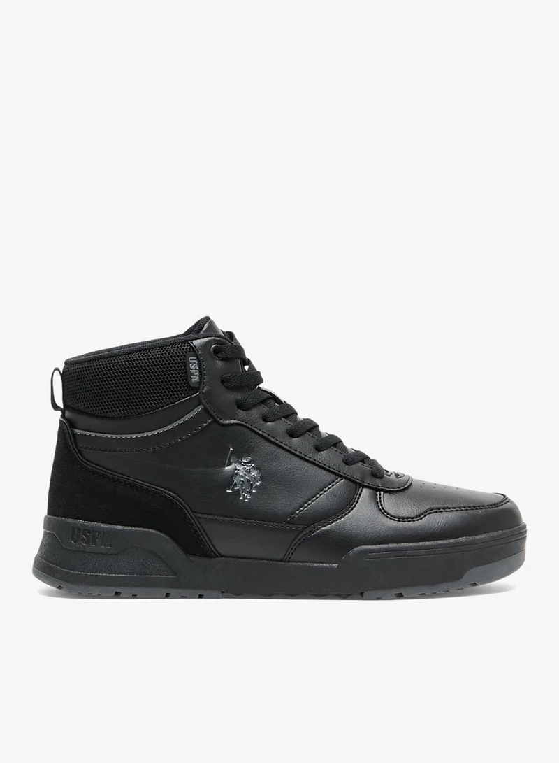 U.S. Polo Assn. Black Men's Black High-Top Sneakers - Lightweight Shoes Durable All-Black Design with Ankle Support, Casual Outdoor Shoes for Everyday Style for Men | Best Price UAE