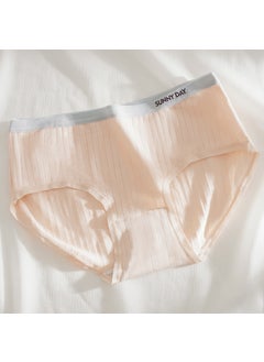 [Independent] simple color matching cotton underwear ladies waist breathable comfortable cotton pants girls briefs Shrimp powder