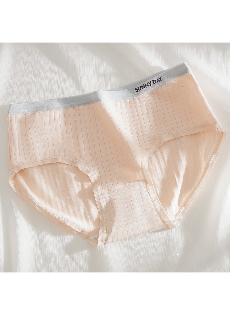 Generic - [Independent] simple color matching cotton underwear ladies waist breathable comfortable cotton pants girls briefs Shrimp powder - Image 1