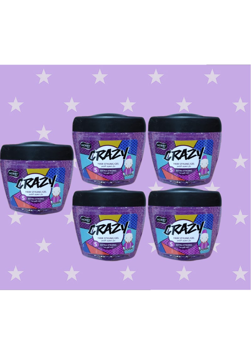 هوبي 5 قطع جل تصفيف الشعر كريزي ترطيب فوري ارجواني عبوة اقتصادية صناعة تركية 700 مل