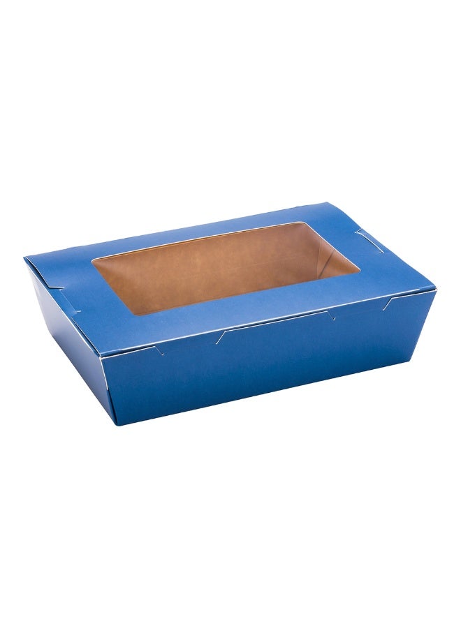 Restaurantware Cafe Vision 42 Ounce Disposable To Go Boxes, 200 Paper Boxes For Food - Hinge Lock, Grease-Impervious, Midnight Blue Paper Take Out Food Containers, With Window, For Lunch, Desserts - Image 1