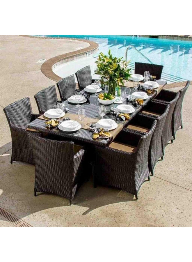 طقم سفره رتان 10كراسى وترابيزه بنى غامق