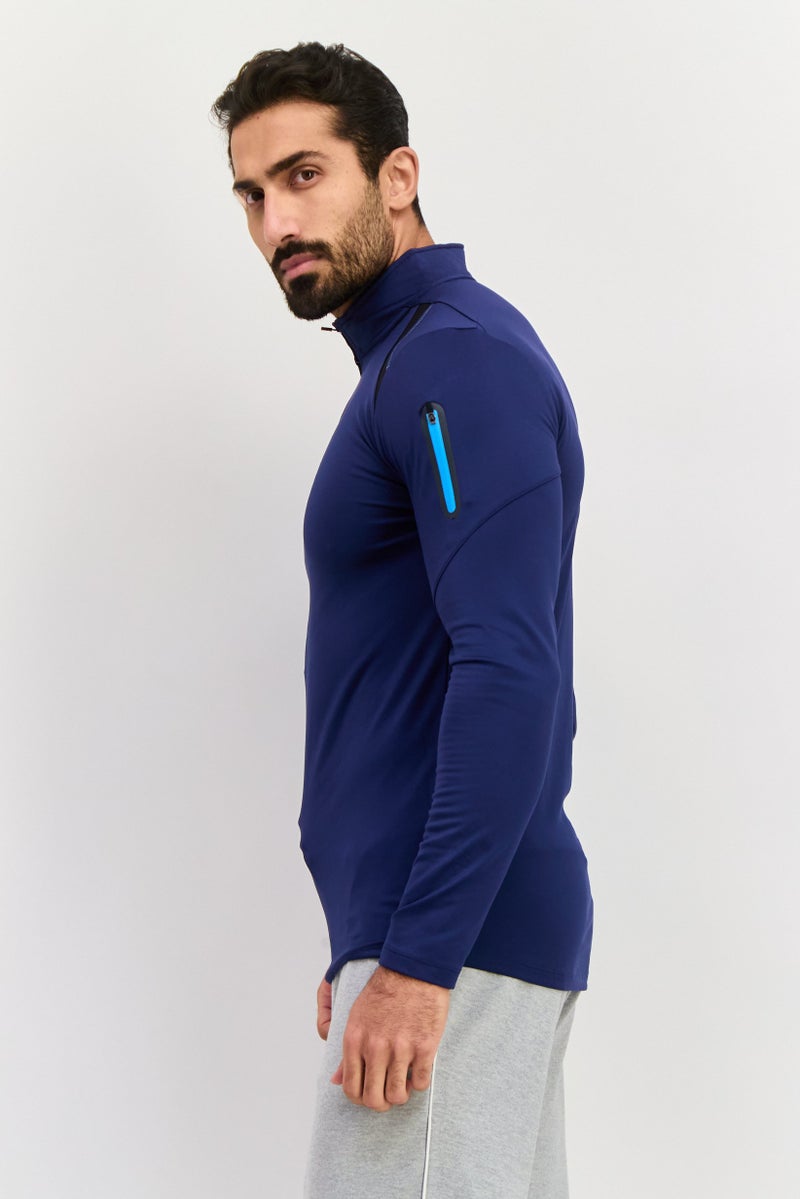 RBX Men Sportswear Fit Plain Long Sleeves Outdoor Sweatshirt, Navy - Image 3