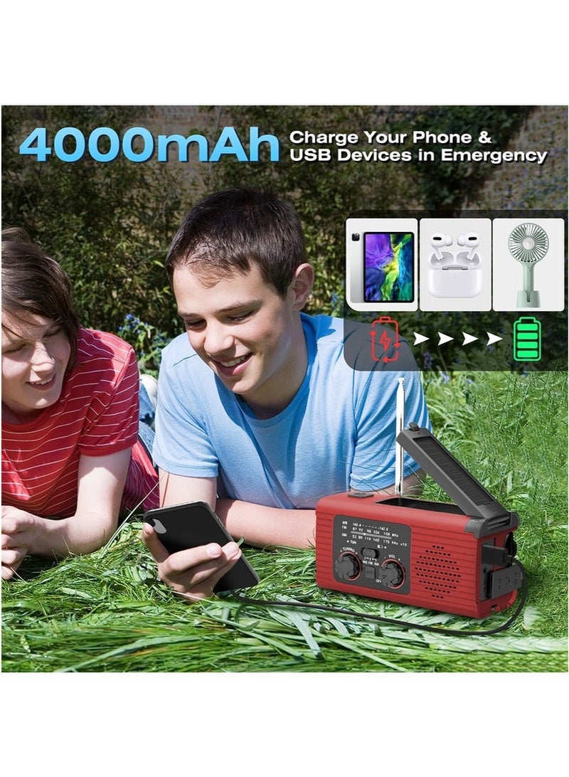 عربست راديو طوارئ يدوي يعمل بمنفذ USB وبنك طاقة محمول مزود بشاحن يعمل بالطاقة الشمسية مع إنذار SOS AM/FM/NOAA ومصباح قراءة يدور 180 درجة ومصباح يدوي LED للتخييم والمنزل والطوارئ الخارجية - Image 5