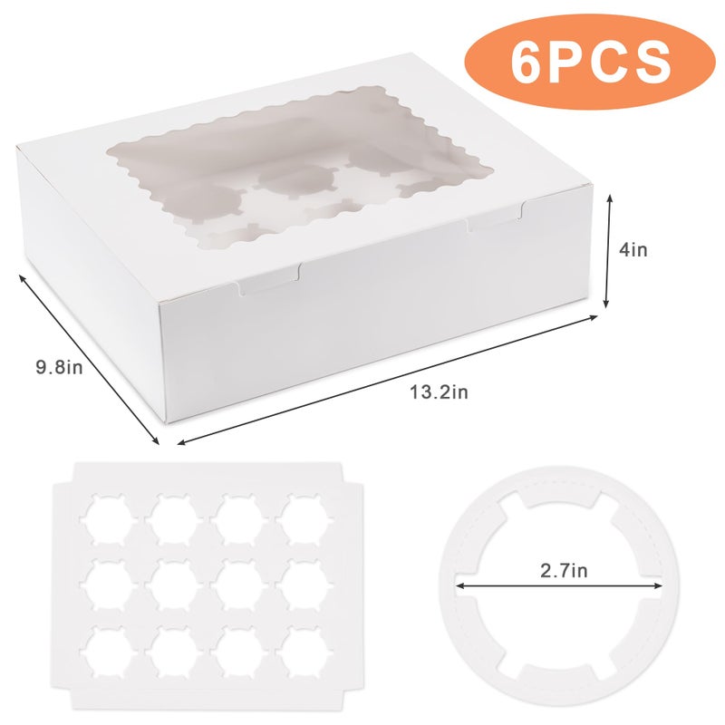 Hoewina 6PCS Cupcake Boxes - Hold 12 Count Cupcake Containers with Window, Food Grade Cupcake Holder Easy Transport and Presentation - Ideal for Cupcakes, Desserts, and More - Image 2