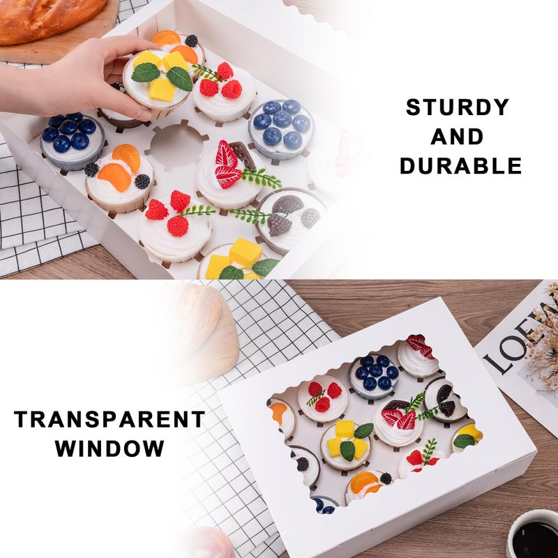Hoewina 6PCS Cupcake Boxes - Hold 12 Count Cupcake Containers with Window, Food Grade Cupcake Holder Easy Transport and Presentation - Ideal for Cupcakes, Desserts, and More - Image 3