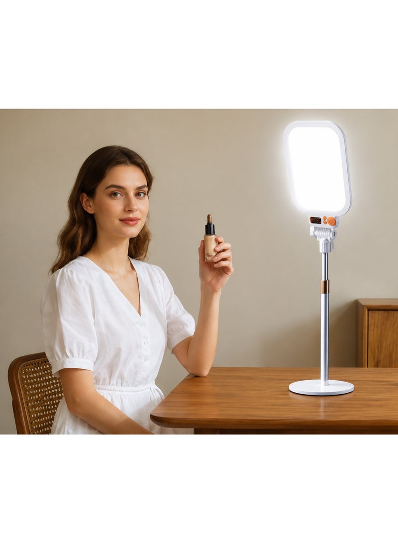 Hedge MZ026 Full Screen LED Beauty Light with Adjustable Desktop Stand Stepless Dimming Live Streaming & Photography Fill Light for Makeup, Video Recording, TikTok, YouTube & Online Meetings - Image 4