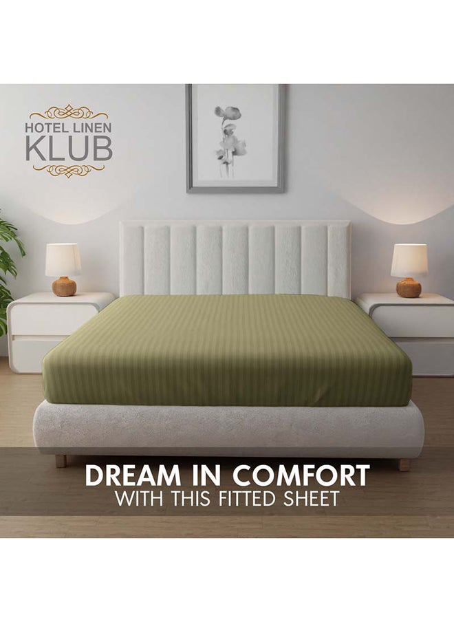 Hotel Linen Klub - شريحة كروود ميكروفايبر زيتوني ملاءة مفروشة سوبر - كينج 200 × 200 سم - Image 1