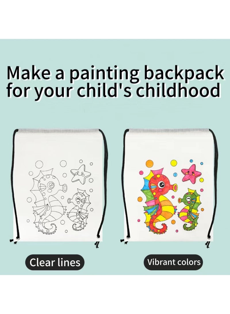 DIY Coloring Backpack Non Woven Goodie Bag Packaging for Children Party  - Image 3