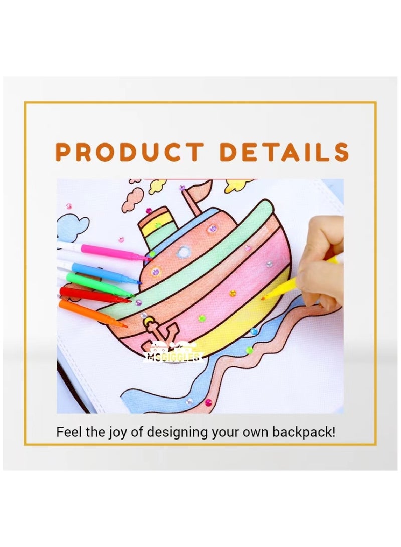 DIY Coloring Backpack Non Woven Goodie Bag Packaging for Children Party  - Image 5