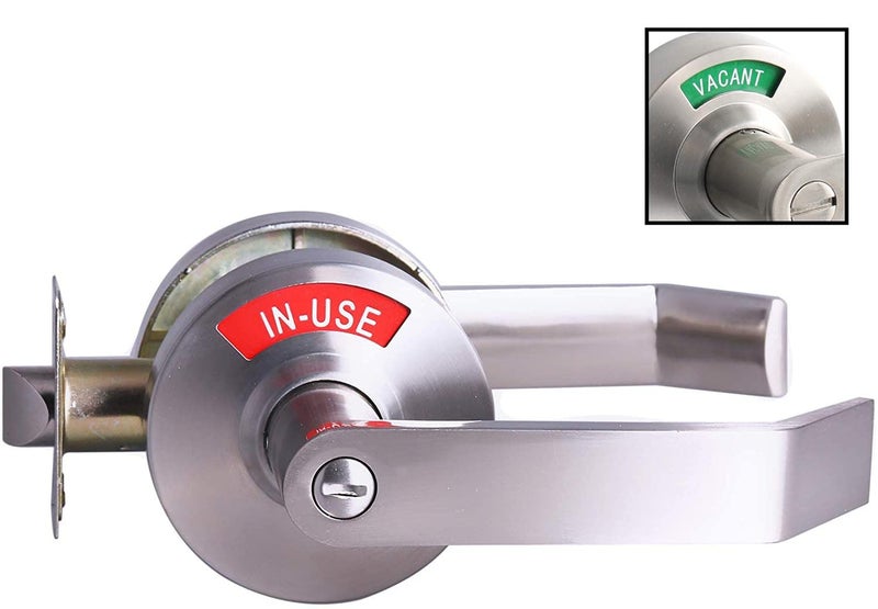 LYNN HARDWARE MediumHeavy Duty Designer Commercial Lever Door Lock Bathroom Privacy wDoor Indicator Restroom Door Knob Commercial Door Handle Bathroom Lock Occupied Door Handle Satin Chrome