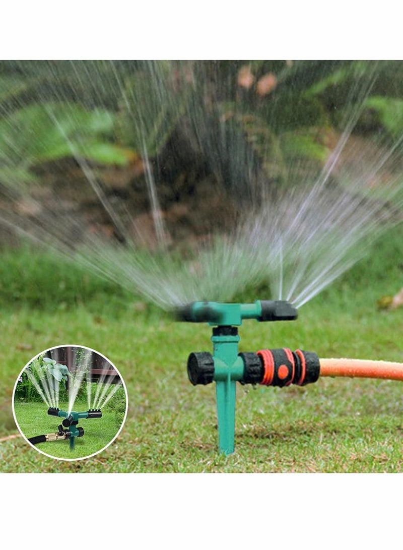 Sprinkler, Garden Lawn Automatic Lawn Water Sprinklers with 3 Nozzles Lawn Sprinklers 360 Degree 3 Arm Rotating Sprinkler System Sprinkler Garden Irrigation Tool for Yard, Lawn,Garden（Dark Green） - Image 4