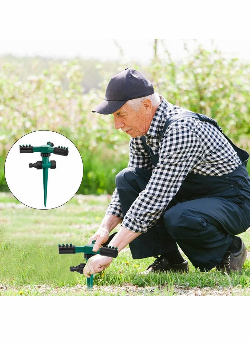 Sprinkler, Garden Lawn Automatic Lawn Water Sprinklers with 3 Nozzles Lawn Sprinklers 360 Degree 3 Arm Rotating Sprinkler System Sprinkler Garden Irrigation Tool for Yard, Lawn,Garden（Dark Green） - Image 5
