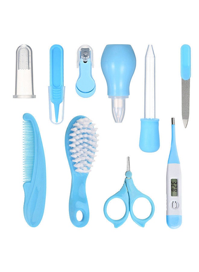 Baby Healthcare and Grooming Kit 10 PCS Digital Thermometer Comb Nail Clipper Nasal Aspirator Food Feeder Newborn Infant Shower Care Nursery Set  - Image 1