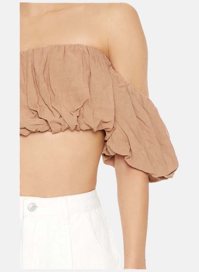 FOREVER 21 Satin Off-the-Shoulder Crop Top - Image 5