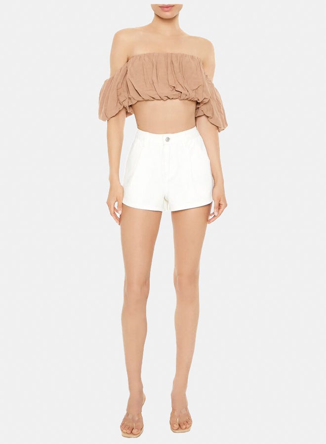 FOREVER 21 Satin Off-the-Shoulder Crop Top - Image 4