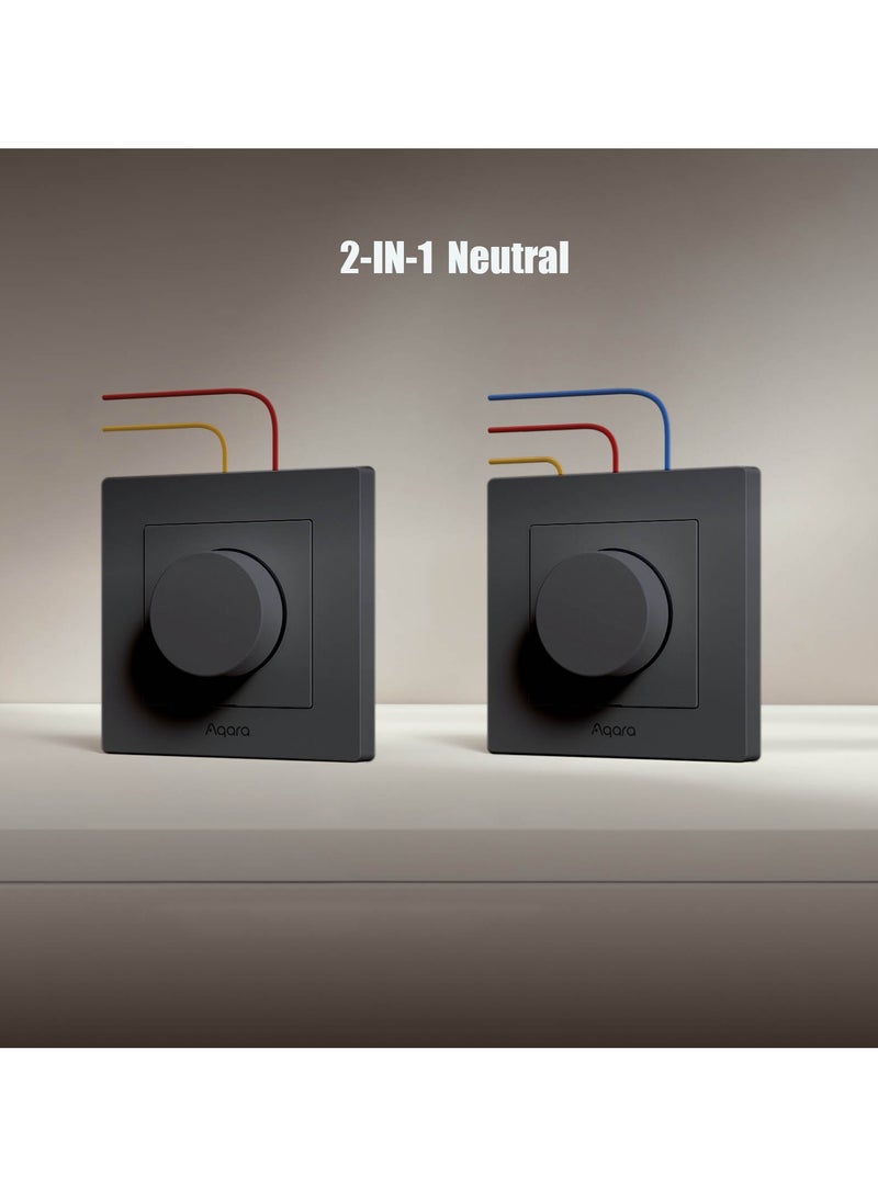 Aqara Aqara Dimmer Wall Light Switch H2 EU,Thread/Zigbee Protocol,2-in-1 Neutral,Single Switch,200W,for Dimmable LED/CFL/incandescent/Halogen/ELV Lights,Supports Apple Home,Alexa,Google and Matter,Black - Image 3