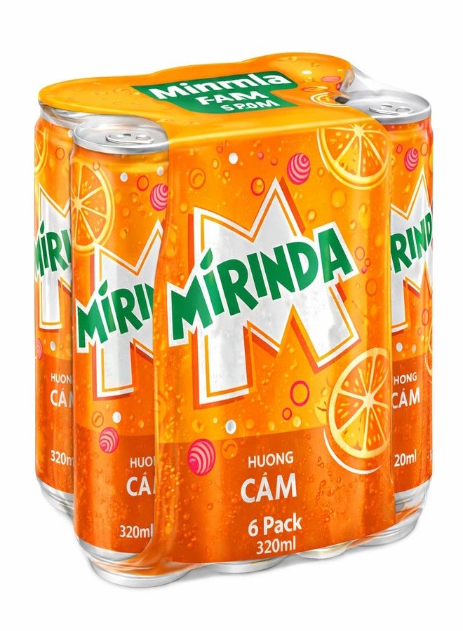 Pepsi Mirinda Huong Cam Orange Flavoured Carbonated Soft Drink (Pack of 6) 320ml Can By COUGAR, Refreshing Fizzy Citrus Soda, Sweet & Tangy Sparkling Beverage, Ready to Serve Chilled, Single Serve Drink for Parties, Picnics & Everyday Refreshment - (Imported-VIET) - Image 1